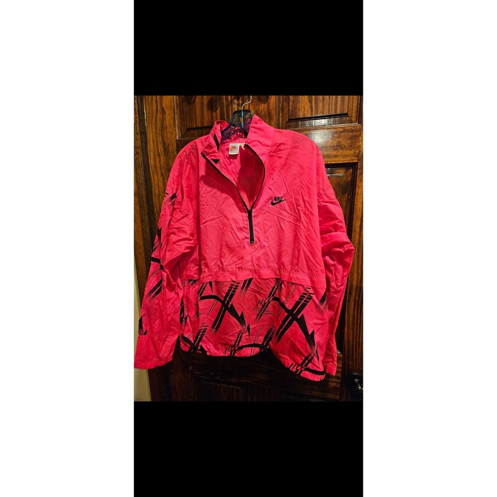 Nike Vintage Xl 80s-90s Men Wind Break Electric Pink Y2K Retro Halfzip Jacket